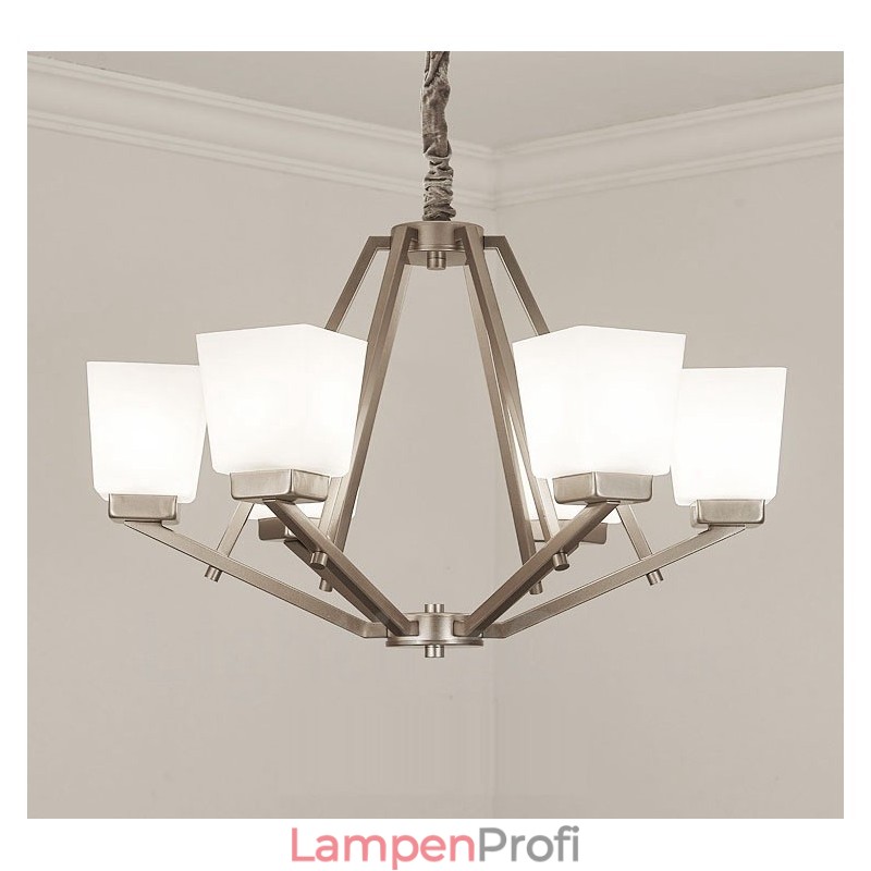 6 Lichter Chrom Pendelleuchte Indoor Modern Kronleuchter Home Hängende Beleuchtung Lampen Leuchten mit Glasschirmen