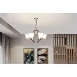 6 Lichter Chrom Pendelleuchte Indoor Modern Kronleuchter Home Hängende Beleuchtung Lampen Leuchten mit Glasschirmen
