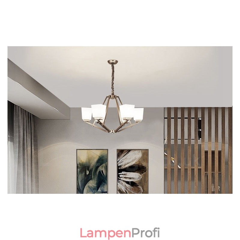 6 Lichter Chrom Pendelleuchte Indoor Modern Kronleuchter Home Hängende Beleuchtung Lampen Leuchten mit Glasschirmen