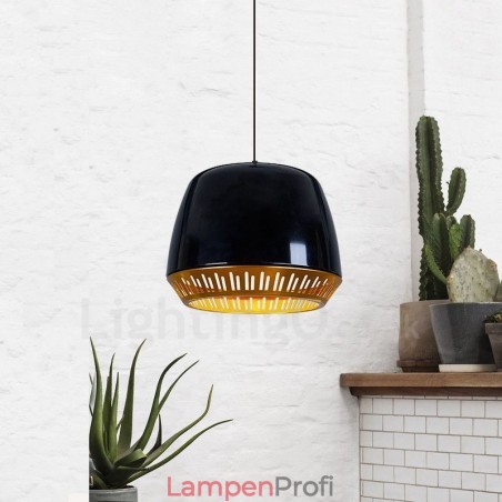 1-flammige, moderne Pendelleuchte mit schwarz-weiß-rot-blauem Lampenschirm 1-flammige, moderne Pendelleuchte mit schwarz-weiß-rot-blauem Lampenschirm