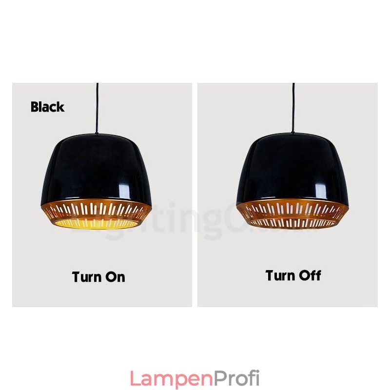 1-flammige, moderne Pendelleuchte mit schwarz-weiß-rot-blauem Lampenschirm