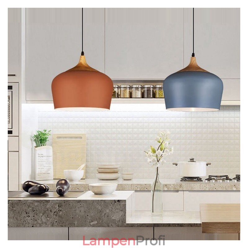 1 Licht Moderne zeitgenössische Pendelleuchte Hängelampe mit weiß rot blau Schatten