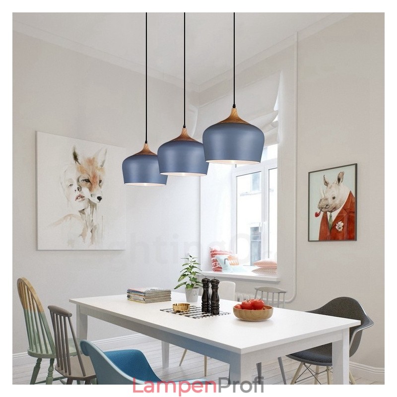 1 Licht Moderne zeitgenössische Pendelleuchte Hängelampe mit weiß rot blau Schatten