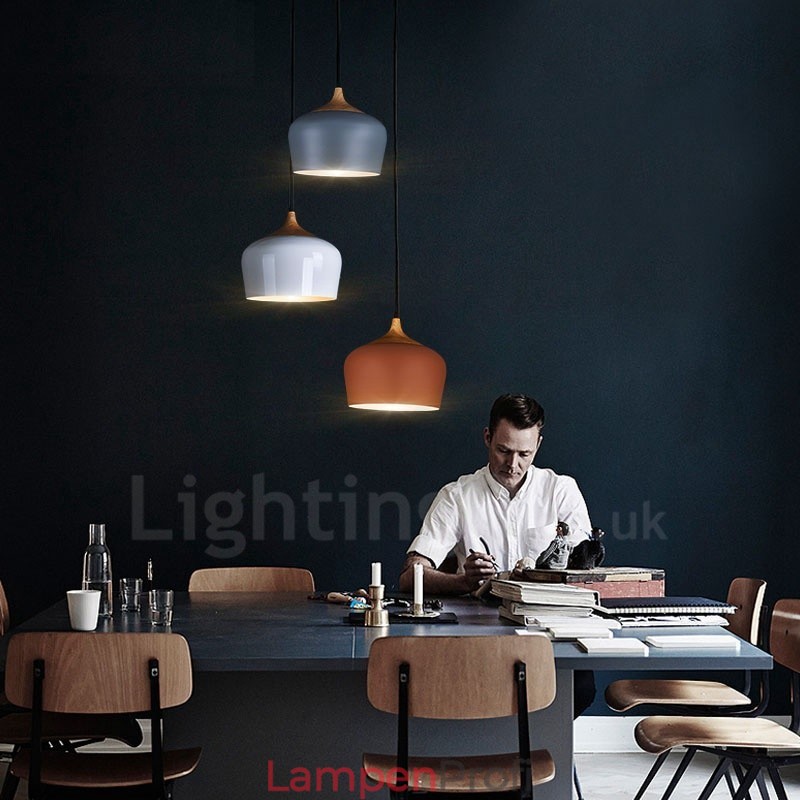 1 Licht Moderne zeitgenössische Pendelleuchte Hängelampe mit weiß rot blau Schatten
