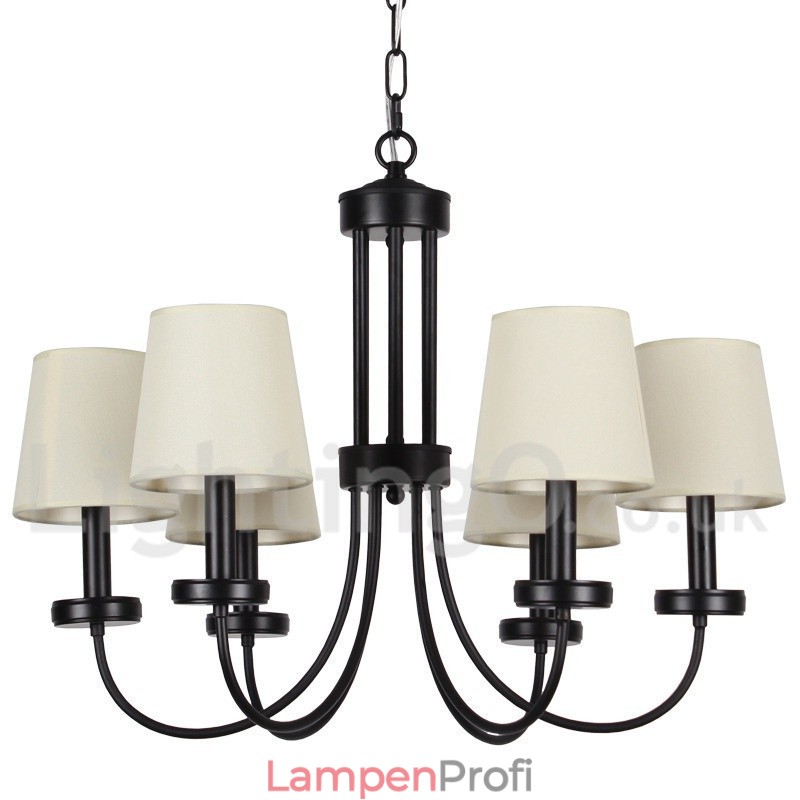 6-flammiger moderner schwarzer Kronleuchter im Kerzenstil im Retro-Stil