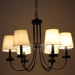 6-flammiger moderner schwarzer Kronleuchter im Kerzenstil im Retro-Stil