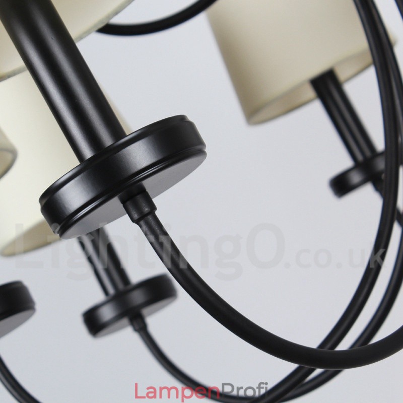 6-flammiger moderner schwarzer Kronleuchter im Kerzenstil im Retro-Stil