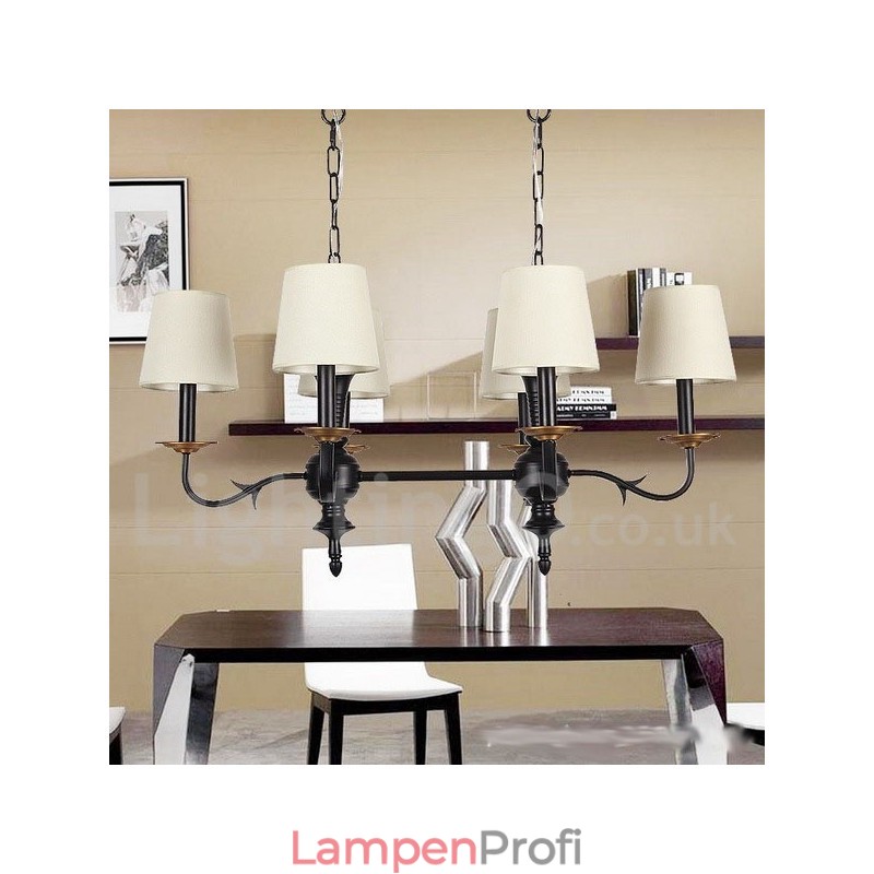 Rustikaler Kronleuchter im Retro-Kerzenstil mit 6 Lichtern, Schwarz