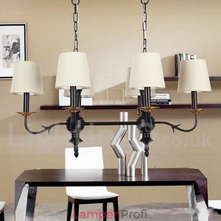 Rustikaler Kronleuchter im Retro-Kerzenstil mit 6 Lichtern, Schwarz