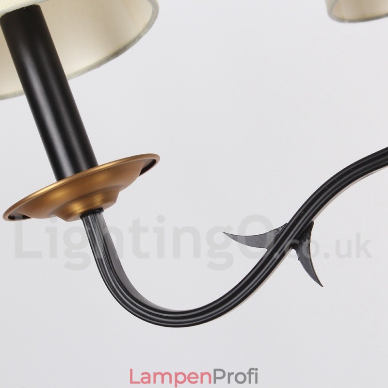 Rustikaler Kronleuchter im Retro-Kerzenstil mit 6 Lichtern, Schwarz