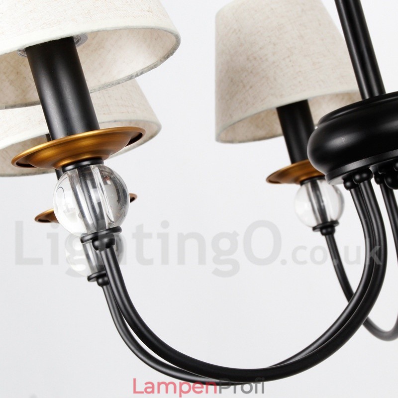 Kronleuchter im rustikalen Retro-Stil, schwarz, mediterraner Stil, moderner Kerzenstil, 5 Lichter