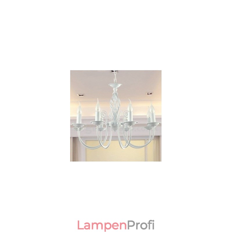 8-flammiger moderner Kronleuchter im Retro-Kerzenstil in Weiß