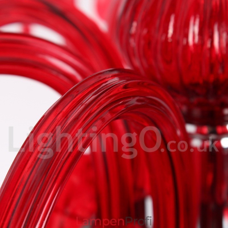 Kronleuchter im Kerzenstil mit 6 roten K9-Kristallen