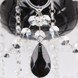 8-flammiger, moderner Kronleuchter im Kerzenstil aus gebürstetem schwarzem K9-Kristall