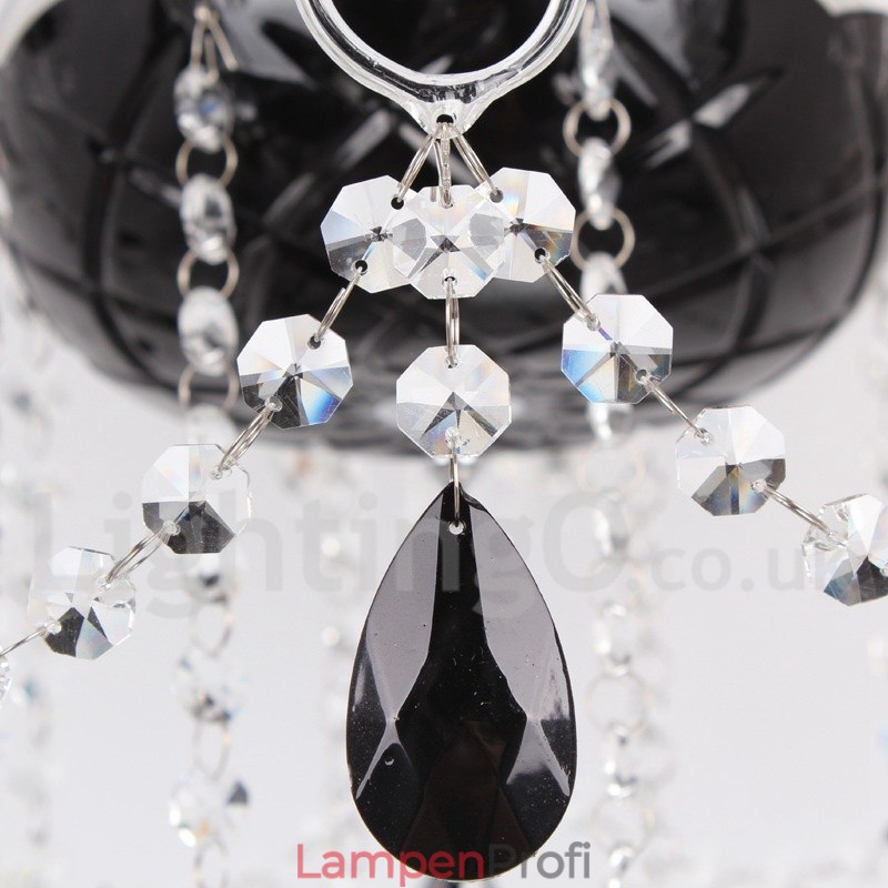 8-flammiger, moderner Kronleuchter im Kerzenstil aus gebürstetem schwarzem K9-Kristall