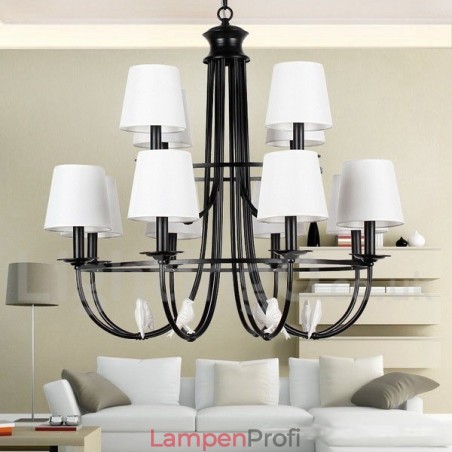 Kronleuchter im Retro-Stil, schwarz, mediterraner Stil, rustikal, modern, Kerzenstil, 12 Lichter Kronleuchter im Retro-Stil, schwarz, mediterraner Stil, rustikal, modern, Kerzenstil, 12 Lichter