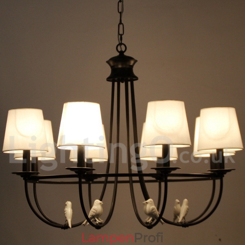 Kronleuchter im Retro-Stil, schwarz, mediterraner Stil, rustikal, modern, Kerzenstil, 8 Lichter