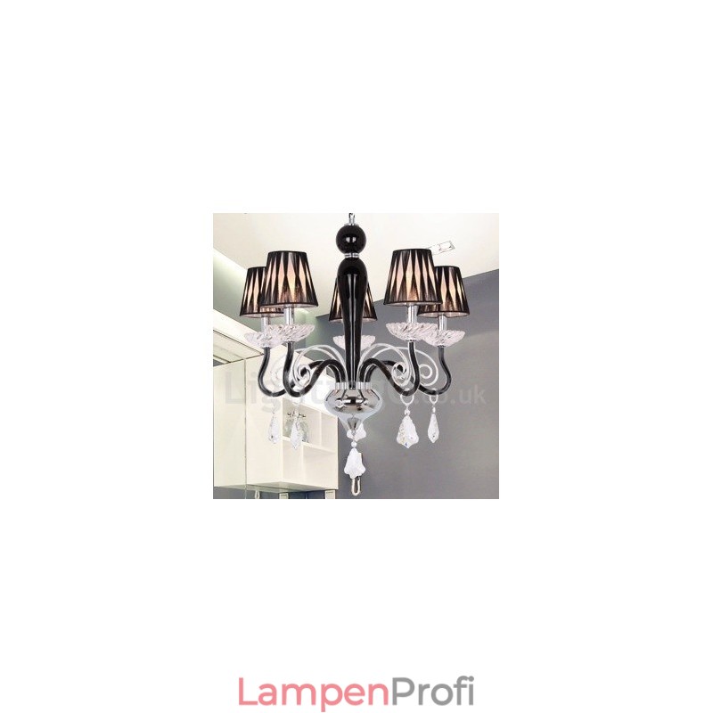 5-flammiger, weißer, moderner Kronleuchter im Kerzenstil aus K9-Kristallen