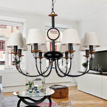 Kronleuchter im rustikalen Retro-Stil, schwarz, mediterraner Stil, moderner Kerzenstil, 8 Lichter Kronleuchter im rustikalen Retro-Stil, schwarz, mediterraner Stil, moderner Kerzenstil, 8 Lichter