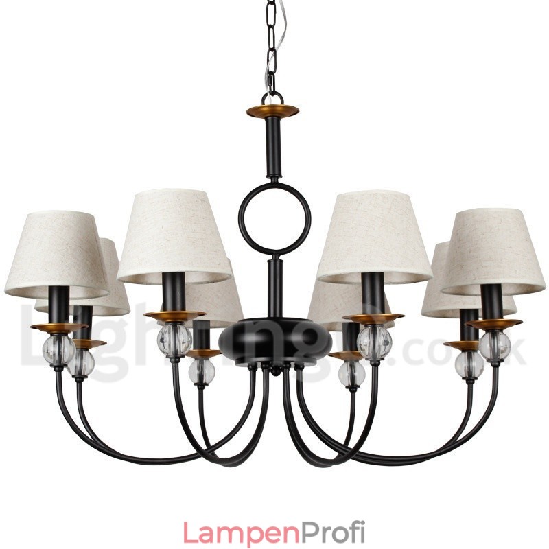 Kronleuchter im rustikalen Retro-Stil, schwarz, mediterraner Stil, moderner Kerzenstil, 8 Lichter
