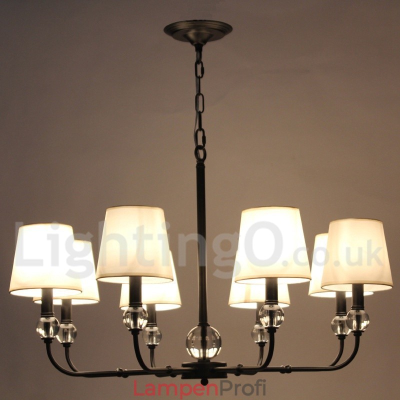 Kronleuchter im modernen, rustikalen Retro-Stil mit 8 Lichtern, Schwarz