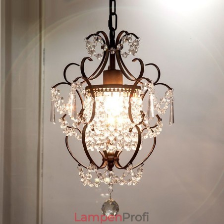 Kronleuchter aus Eisenmalerei mit moderner Beleuchtungslampe aus klarem Kristall