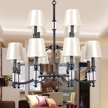 12 Lichter Rustikaler Retro Schwarzer 2-stufiger Großer Kronleuchter Kerzenstil Kronleuchter 12 Lichter Rustikaler Retro Schwarzer 2-stufiger Großer Kronleuchter Kerzenstil Kronleuchter