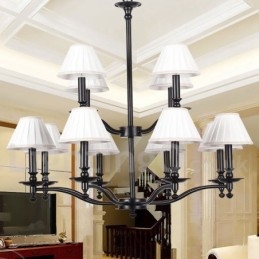 12 Lichter Retro 2-stufiger großer Kronleuchter im Kerzenstil