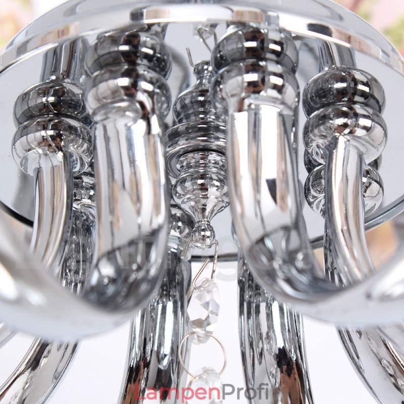 5-flammiger moderner Kronleuchter im Kerzenstil aus K9-Kristall