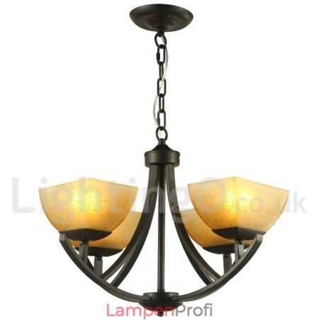 Kronleuchter im mediterranen Stil mit 4 Lichtern, schwarzer Kerzenstil