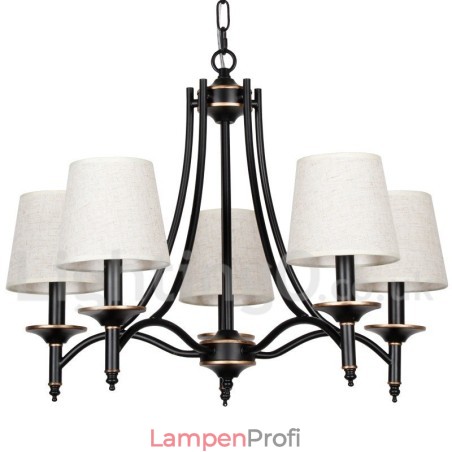 Kronleuchter im modernen, rustikalen Retro-Stil mit 5 Lichtern, schwarz Kronleuchter im modernen, rustikalen Retro-Stil mit 5 Lichtern, schwarz