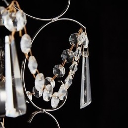 Kronleuchter aus Eisenmalerei mit moderner Beleuchtungslampe aus klarem Kristall