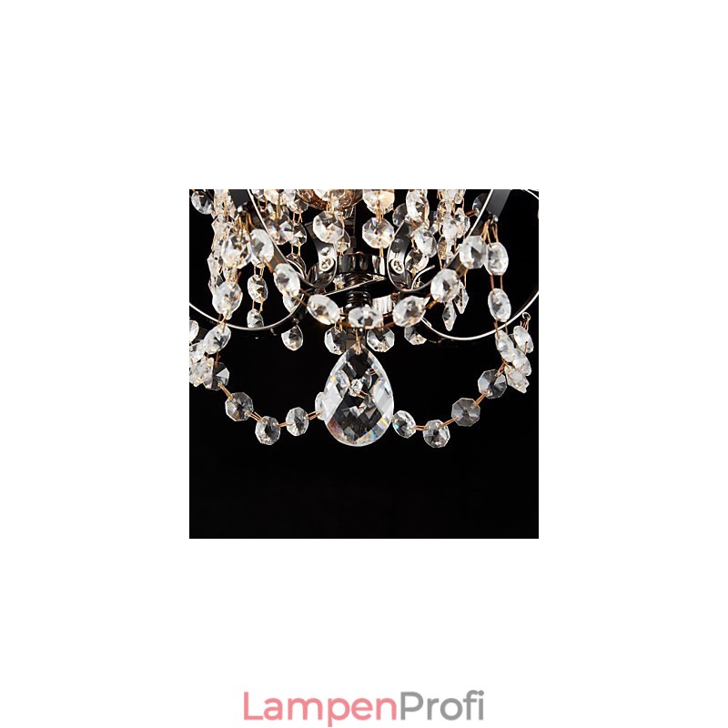 Kronleuchter aus Eisenmalerei mit moderner Beleuchtungslampe aus klarem Kristall