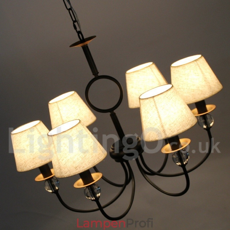 Kronleuchter im rustikalen Retro-Stil, schwarz, mediterraner Stil, moderner Kerzenstil, 6 Lichter