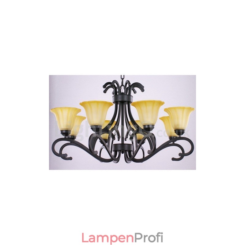 8-flammiger, schwarzer, moderner Kronleuchter im Kerzenstil