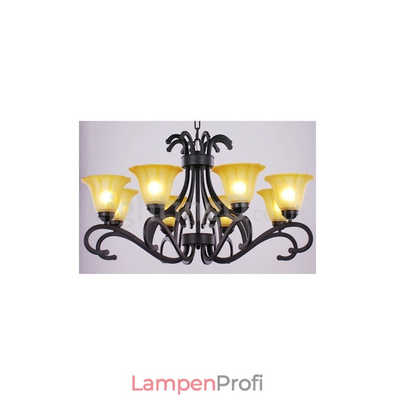 8-flammiger, schwarzer, moderner Kronleuchter im Kerzenstil