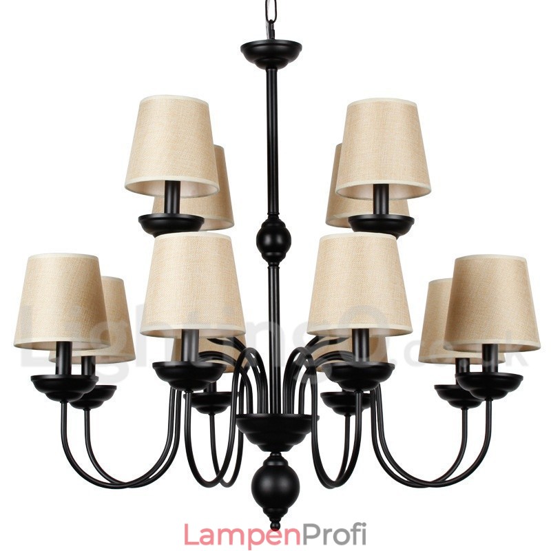 12-flammiger rustikaler Kronleuchter im 2-stufigen Retro-Stil im zeitgenössischen Kerzenstil