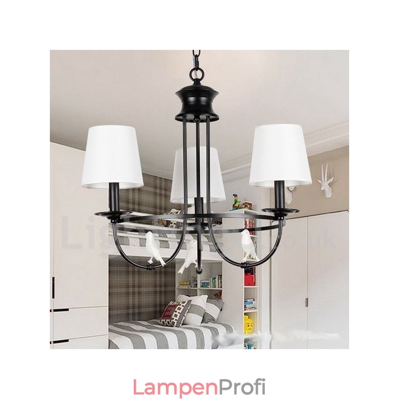Kronleuchter im Retro-Stil, schwarz, mediterraner Stil, rustikal, modern, Kerzenstil, 3 Lichter