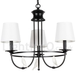 Kronleuchter im Retro-Stil, schwarz, mediterraner Stil, rustikal, modern, Kerzenstil, 3 Lichter