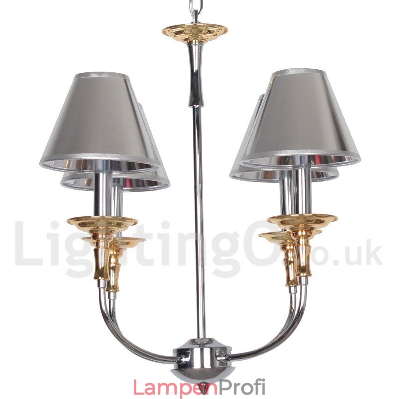 4-flammiger moderner Kronleuchter im zeitgenössischen Chrom-Kerzenstil