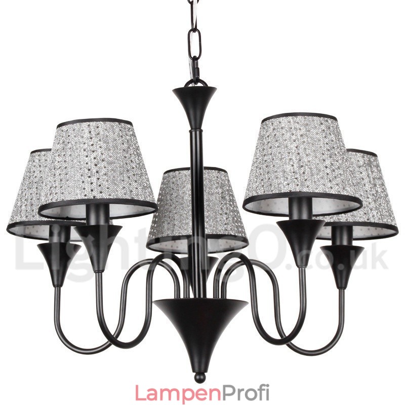 Kronleuchter im rustikalen, modernen und zeitgenössischen Retro-Stil mit schwarzer Kerze, 5 Lichter