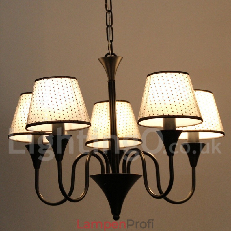 Kronleuchter im rustikalen, modernen und zeitgenössischen Retro-Stil mit schwarzer Kerze, 5 Lichter