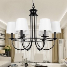 Kronleuchter im Retro-Stil, schwarz, mediterraner Stil, rustikal, modern, Kerzenstil, 6 Lichter