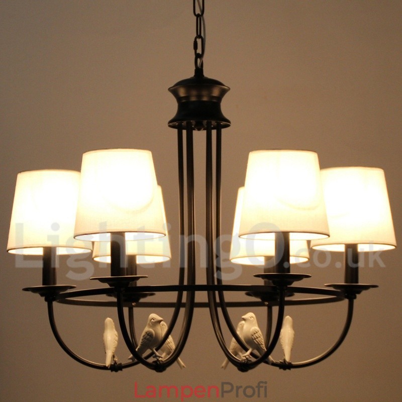 Kronleuchter im Retro-Stil, schwarz, mediterraner Stil, rustikal, modern, Kerzenstil, 6 Lichter