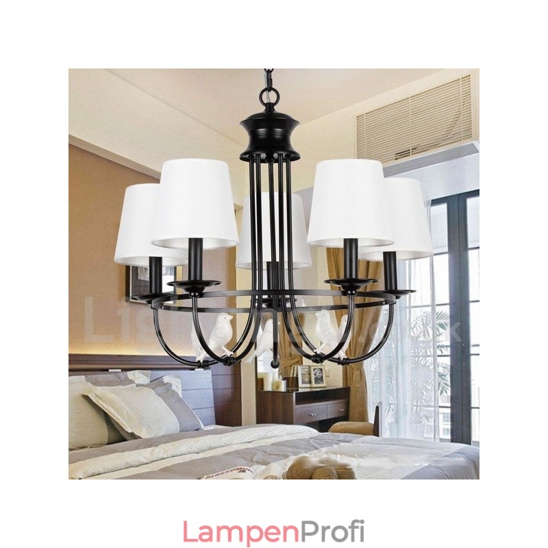 Kronleuchter im Retro-Stil, schwarz, mediterraner Stil, rustikal, modern, Kerzenstil, 5 Lichter