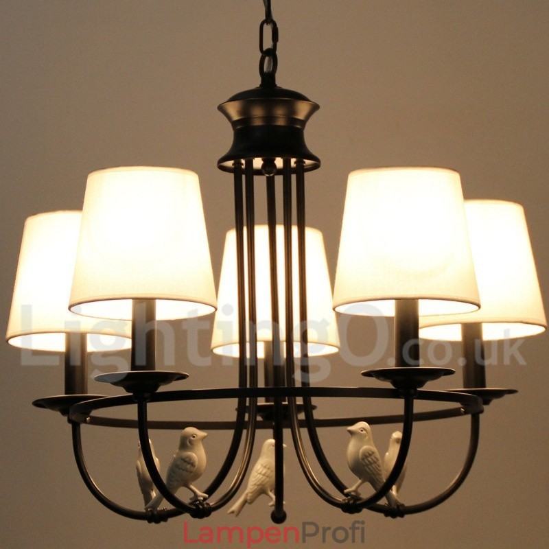 Kronleuchter im Retro-Stil, schwarz, mediterraner Stil, rustikal, modern, Kerzenstil, 5 Lichter