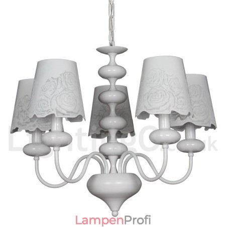 5-flammiger moderner zeitgenössischer hohler weißer Kronleuchter im Kerzenstil