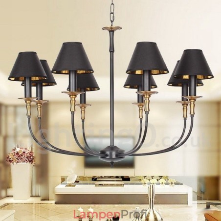 8-flammiger, moderner Retro-Kronleuchter im Kerzenstil in Schwarz 8-flammiger, moderner Retro-Kronleuchter im Kerzenstil in Schwarz