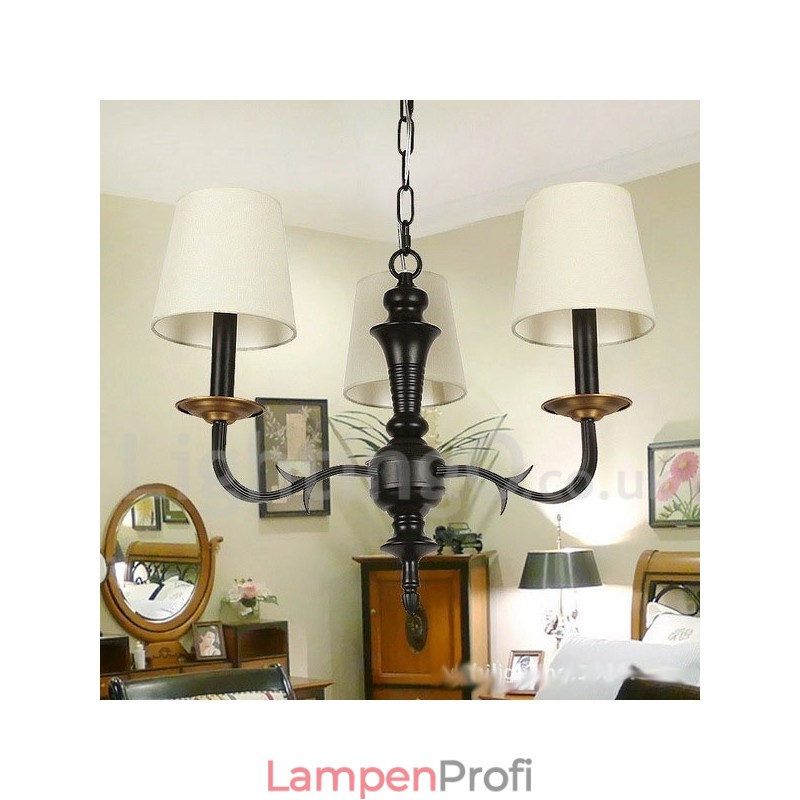 3-flammiger moderner Kronleuchter im Retro-Kerzenstil