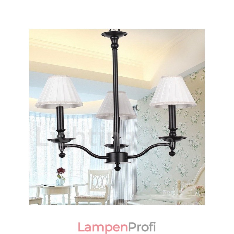 3-flammiger moderner schwarzer Kronleuchter im Kerzenstil im Retro-Stil